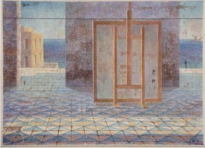 G. Modica, Camera chiara della pittura, 2004, acquarello su carta a mano cm. 28x43 (collezione privata)