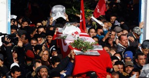 Tunisi, funerali del leader di sinistra Belaid, febbraio 2013