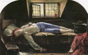 La morte di Chatterton, 1856, dipinto da Henry Wallis