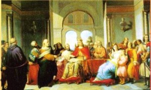 .-Giacomo-Conti-Federico-II-riceve-dal-filosofo-Michele-Scoto-la-traduzione-delle-opere-di-Aristotele-1860