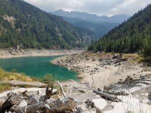 lago artificiale di Campliccioli, In Valle Antrona (VB), quasi completamente asciutto, agosto 2022 (ph. C. Dallavalle)