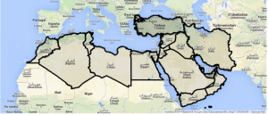 l’area MENA. Fonte: https://www.researchgate.net/figure/The-map-of-MENA-region_fig3_272084673 