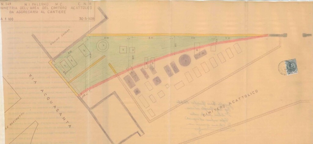 Planimetria n° 349 del 30-05-2021, scala 1:100 - Area del Cimitero da aggregarsi al Cantiere – Dal Faldone 3, fascicolo 3 Fincantieri.