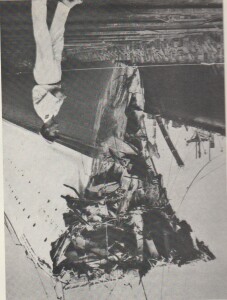 La prua della nave Stockholm dopo lo speronamento (da “Andrea Doria -74”)