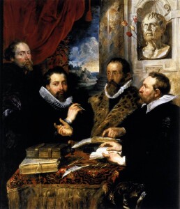 4.P. P. Rubens. Quattro filosofi. Olio su tavola (164x139 cm) eseguito dall’Artista tra il 1611-1612. Galleria Palatina di Palazzo Pitti a Firenze