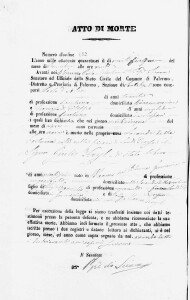 Atto di morte di Julius Heyl, Archivio di Stato di Palermo, Sezione Sant'Agata, n° d’ordine 502