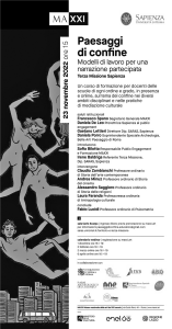 Locandina del primo incontro di formazione Paesaggi di confine, Museo Maxxi, Roma, 23 novembre 2022.