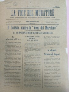 Prima pagina de La Voce del Muratore, n.66, 13/12/1910, Biblioteca Nazionale di Tunisia