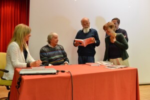 Pietro Piazza con Cairoli e Francesca Corrao in  occasione della presentazione del libro De Rerum Natura