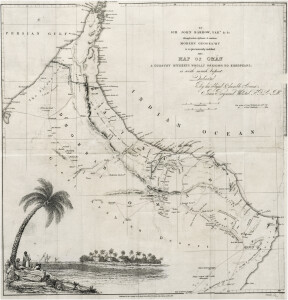 Mappa del 1838 dell'attuale Oman, la costa dei pirati