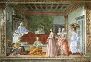 Nascita di San Giovanni Battista di Domenico Ghirlandaio, 1487