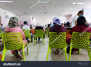 Morocco July 28 2021 Moroccan people waiting to get vaccinated against Covid-19