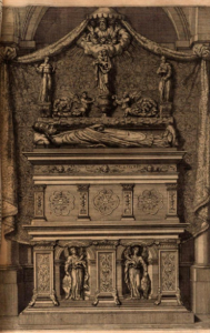 Figura 1. La tomba vista da Alfonso Chacón. Alphonsus Ciacconius. Fonte: Alphonsus Ciacconius, Vitae et res gestae Pontificum Romanorum et S.R.E. Cardinalium ad initio nascentis Ecclesiae usque ad Clementem IX P.O.M., vol. 2 (Romae: cura, et sumptib. Philippi, et Ant. de Rubeis, 1677): 777-778.