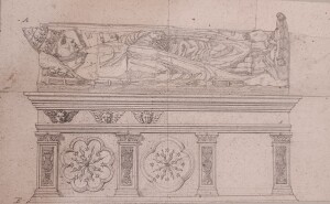 Figura 6 e 7. I disegni preparatori. Fonte: «Cronaca dei lavori di ristauro alla chiesa monumentale di S. Francesco in Bologna, illustrata con notizie storiche, fotografie, disegni per cura della Fabbriceria. Cartella 5. Studi e lavori relativi al ristauro della tomba di papa Alessandro V 1889-1893», 1893-1889, b. 24, Archivio di San Francesco 