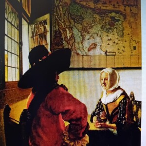 Jan Vermeer, Soldato con fanciulla sorridente, 1655